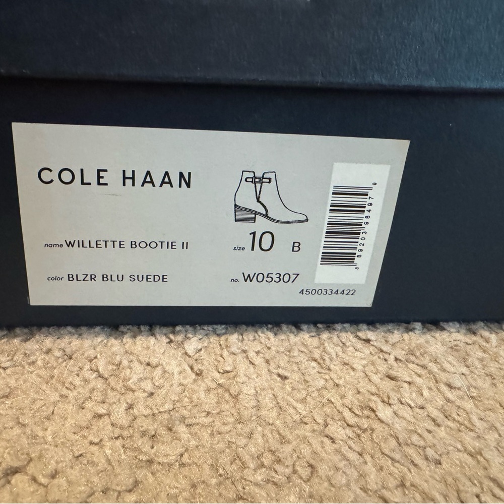 Cole Haan Navy Ankle Boots with Gold Buckle - Picture 4 of 4